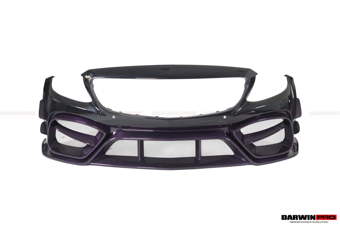 DARWINPRO - MERCEDES BENZ W205 C63 & C6S AMG COUPE 2015 - 2021 PARTIAL CARBON FIBER FRONT BUMPER WITH CANARDS - Aero Carbon UK