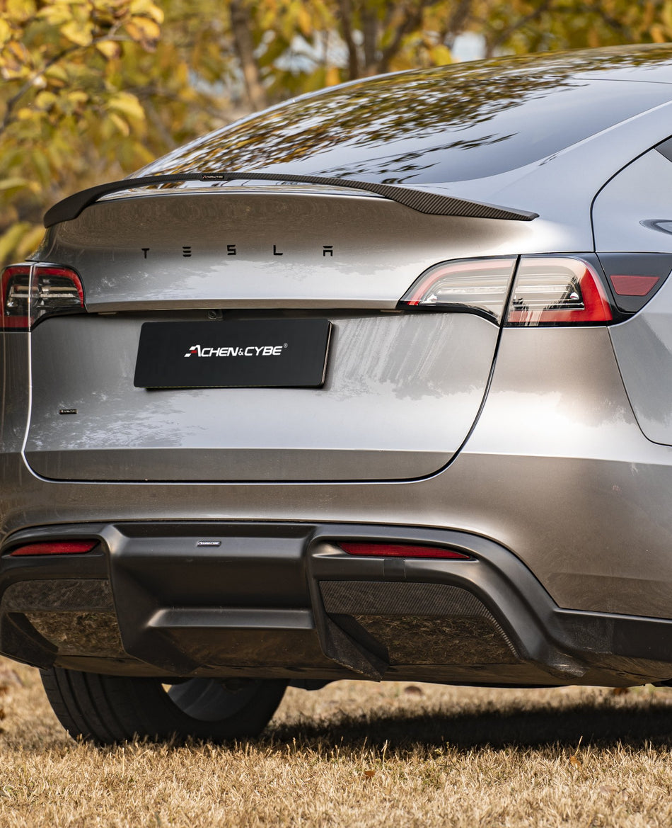 ACHEN CYBE - TESLA MODEL Y ABS PLASTIC + CARBON FIBRE REAR DIFFUSER - Aero Carbon UK