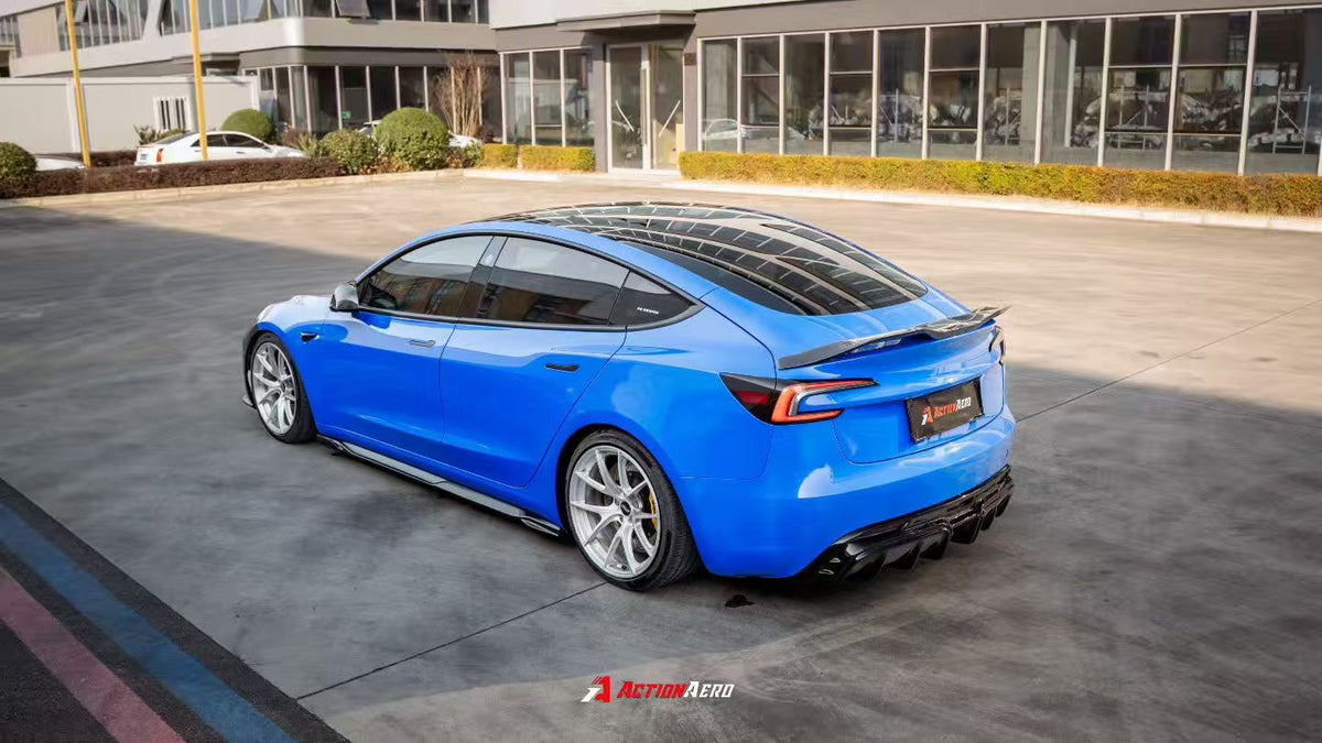 AE DESIGN - ACTION AERO TESLA MODEL 3 HIGHLAND 2024+ ABS REAR DIFFUSER - Aero Carbon UK