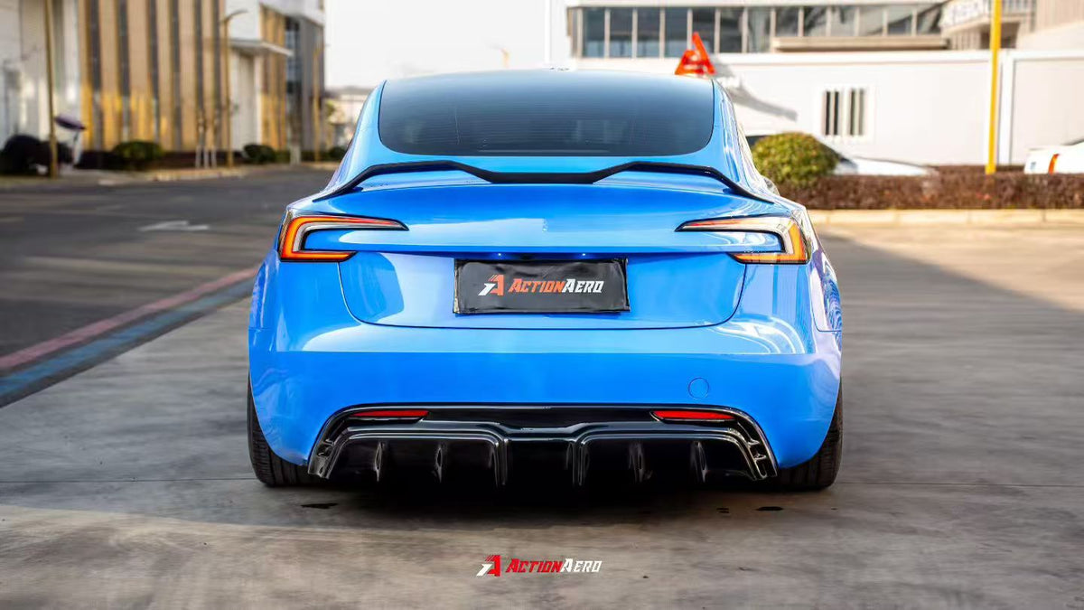 AE DESIGN - ACTION AERO TESLA MODEL 3 HIGHLAND 2024+ ABS REAR DIFFUSER - Aero Carbon UK