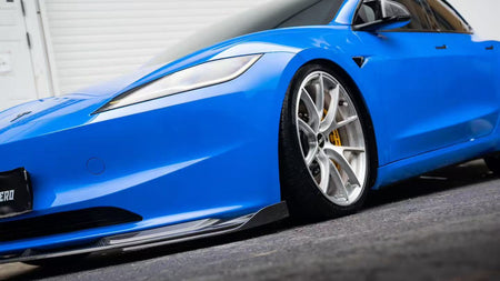 AE DESIGN - ACTION AERO TESLA MODEL 3 HIGHLAND 2024+ DRY CARBON FIBRE FRONT LIP & SPLITTER - Aero Carbon UK