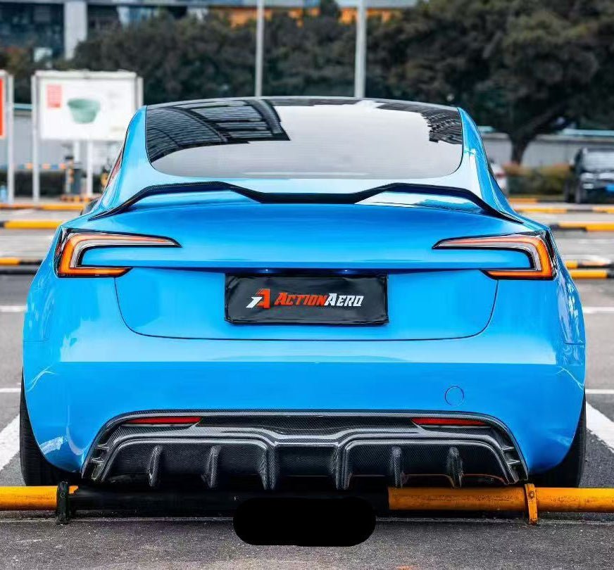 AE DESIGN - ACTION AERO TESLA MODEL 3 HIGHLAND 2024+ DRY CARBON FIBRE REAR DIFFUSER - Aero Carbon UK