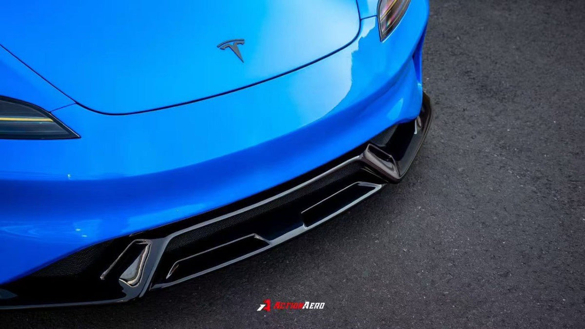 AE DESIGN - ACTION AERO TESLA MODEL 3 HIGHLAND / PERFORMANCE 2024+ ABS FRONT BUMPER & LIP - Aero Carbon UK