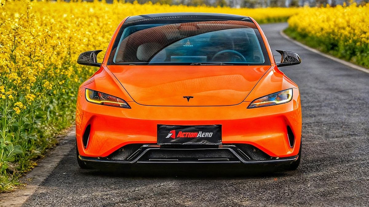 AE DESIGN - ACTION AERO TESLA MODEL 3 HIGHLAND / PERFORMANCE 2024+ ABS FRONT BUMPER & LIP - Aero Carbon UK