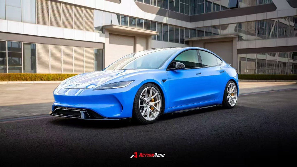 AE DESIGN - ACTION AERO TESLA MODEL 3 HIGHLAND / PERFORMANCE 2024+ ABS FRONT BUMPER & LIP - Aero Carbon UK