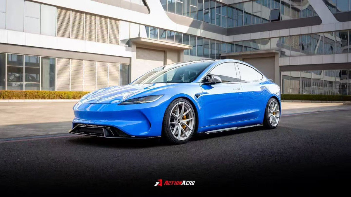 AE DESIGN - ACTION AERO TESLA MODEL 3 HIGHLAND / PERFORMANCE 2024+ ABS FRONT BUMPER & LIP - Aero Carbon UK