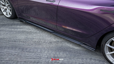 AE DESIGN - ACTION AERO TESLA MODEL 3 HIGHLAND / PERFORMANCE 2024+ ABS SIDE SKIRTS - Aero Carbon UK