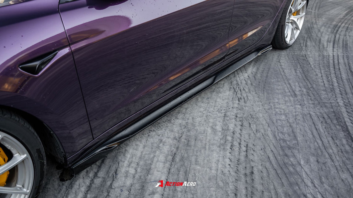 AE DESIGN - ACTION AERO TESLA MODEL 3 HIGHLAND / PERFORMANCE 2024+ ABS SIDE SKIRTS - Aero Carbon UK