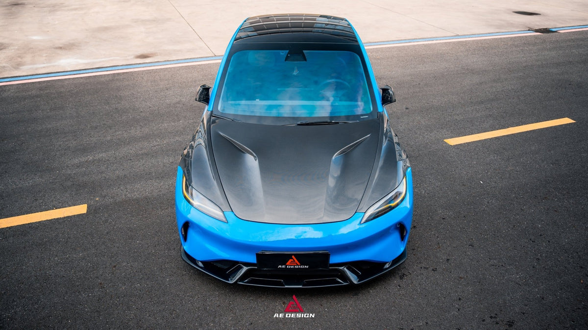 AE DESIGN - ACTION AERO TESLA MODEL 3 HIGHLAND / PERFORMANCE 2024+ CARBON FIBRE HOOD BONNET - Aero Carbon UK