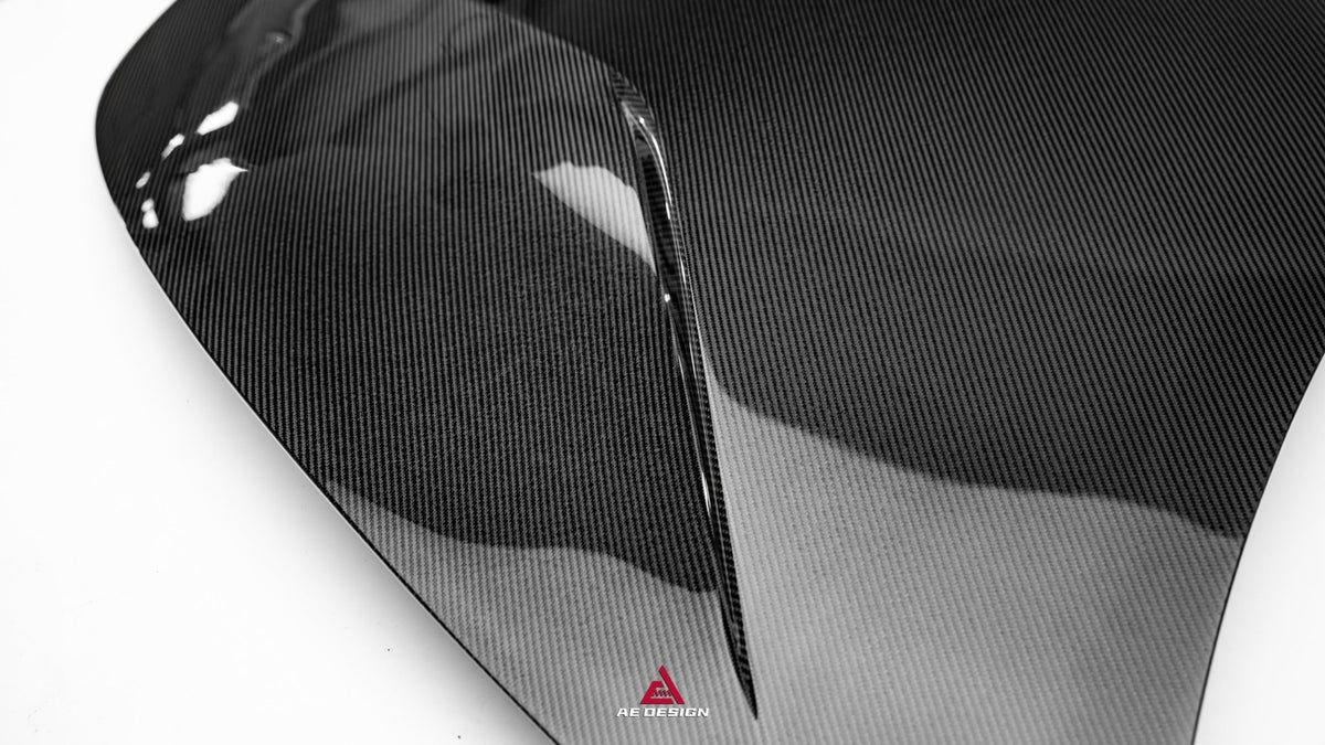 AE DESIGN - ACTION AERO TESLA MODEL 3 HIGHLAND / PERFORMANCE 2024+ CARBON FIBRE HOOD BONNET - Aero Carbon UK