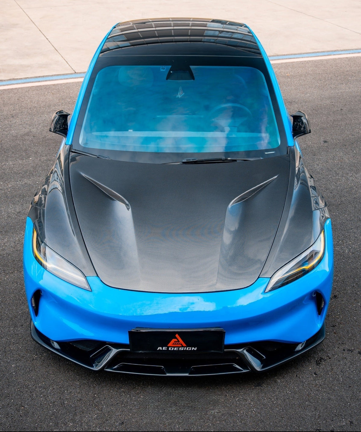 AE DESIGN - ACTION AERO TESLA MODEL 3 HIGHLAND / PERFORMANCE 2024+ CARBON FIBRE HOOD BONNET - Aero Carbon UK