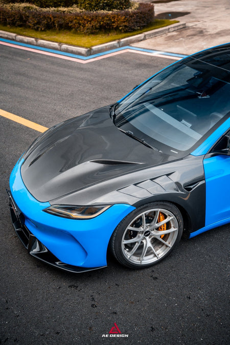 AE DESIGN - ACTION AERO TESLA MODEL 3 HIGHLAND / PERFORMANCE 2024+ CARBON FIBRE HOOD BONNET - Aero Carbon UK