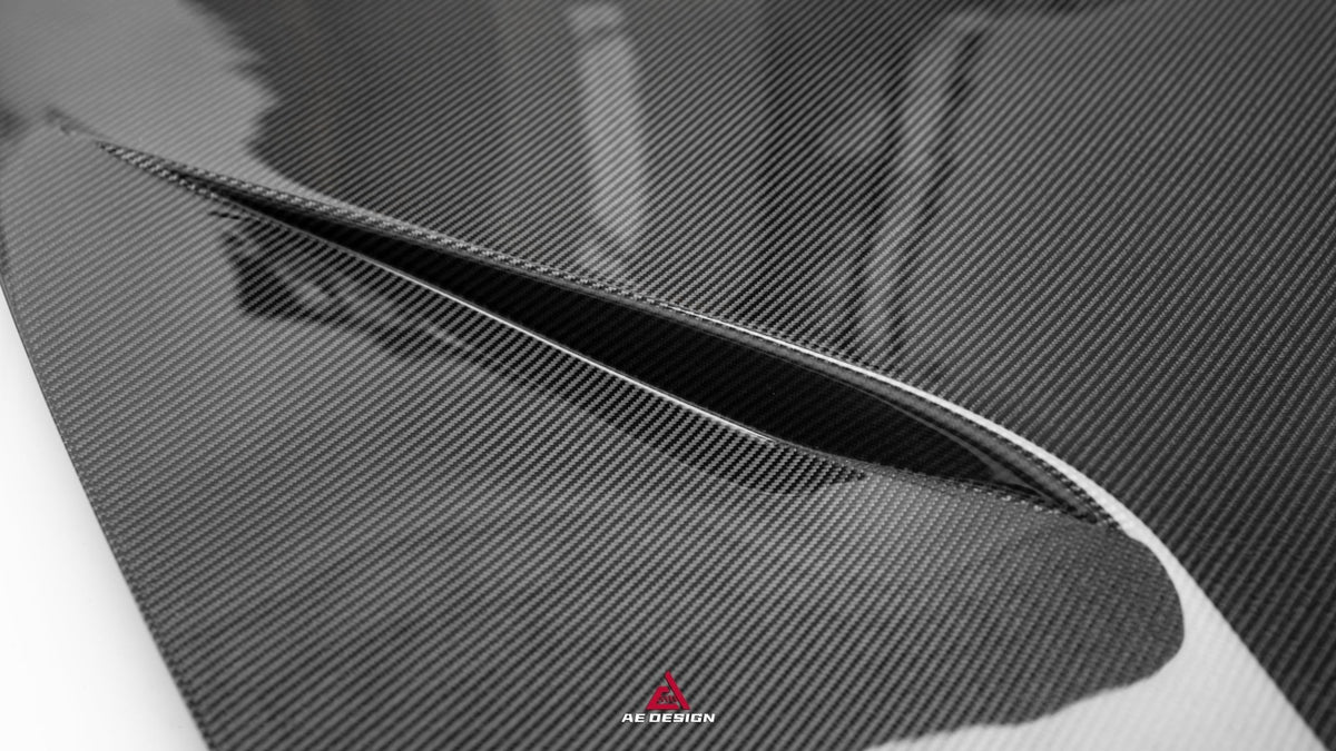 AE DESIGN - ACTION AERO TESLA MODEL 3 HIGHLAND / PERFORMANCE 2024+ CARBON FIBRE HOOD BONNET - Aero Carbon UK
