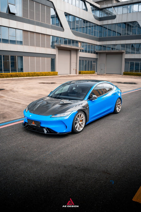AE DESIGN - ACTION AERO TESLA MODEL 3 HIGHLAND / PERFORMANCE 2024+ CARBON FIBRE HOOD BONNET - Aero Carbon UK