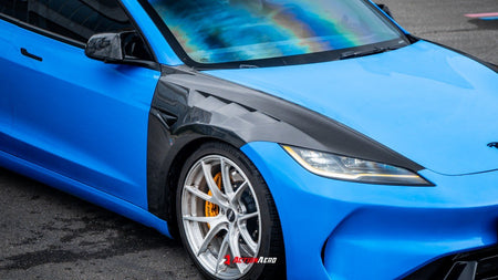 AE DESIGN - ACTION AERO TESLA MODEL 3 HIGHLAND / PERFORMANCE 2024+ DRY CARBON FIBRE FRONT FENDERS - Aero Carbon UK