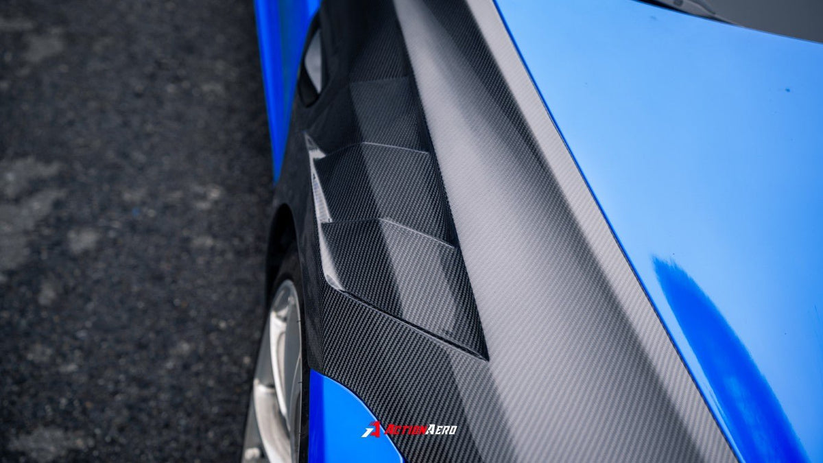 AE DESIGN - ACTION AERO TESLA MODEL 3 HIGHLAND / PERFORMANCE 2024+ DRY CARBON FIBRE FRONT FENDERS - Aero Carbon UK
