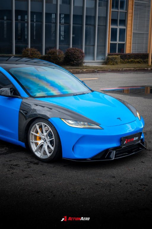 AE DESIGN - ACTION AERO TESLA MODEL 3 HIGHLAND / PERFORMANCE 2024+ DRY CARBON FIBRE FRONT FENDERS - Aero Carbon UK