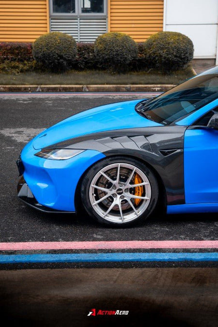 AE DESIGN - ACTION AERO TESLA MODEL 3 HIGHLAND / PERFORMANCE 2024+ DRY CARBON FIBRE FRONT FENDERS - Aero Carbon UK
