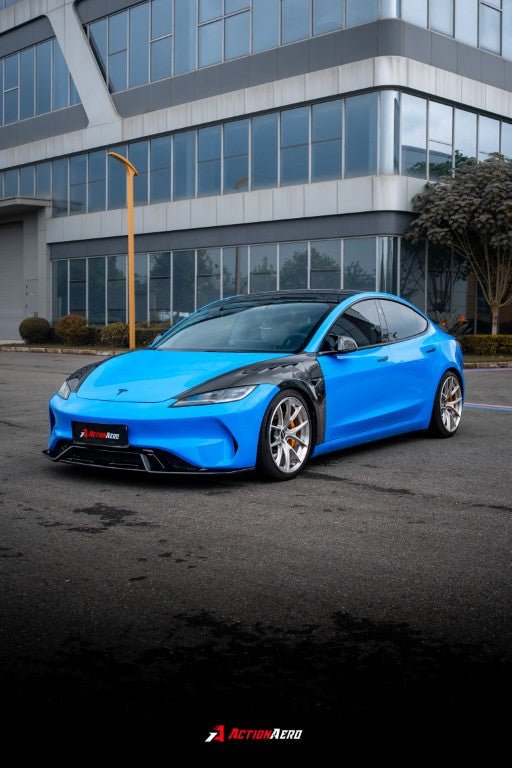 AE DESIGN - ACTION AERO TESLA MODEL 3 HIGHLAND / PERFORMANCE 2024+ DRY CARBON FIBRE FRONT FENDERS - Aero Carbon UK