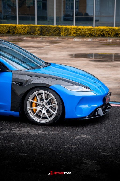 AE DESIGN - ACTION AERO TESLA MODEL 3 HIGHLAND / PERFORMANCE 2024+ DRY CARBON FIBRE FRONT FENDERS - Aero Carbon UK