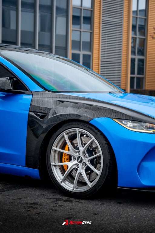 AE DESIGN - ACTION AERO TESLA MODEL 3 HIGHLAND / PERFORMANCE 2024+ DRY CARBON FIBRE FRONT FENDERS - Aero Carbon UK