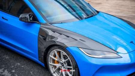 AE DESIGN - ACTION AERO TESLA MODEL 3 HIGHLAND / PERFORMANCE 2024+ DRY CARBON FIBRE FRONT FENDERS - Aero Carbon UK
