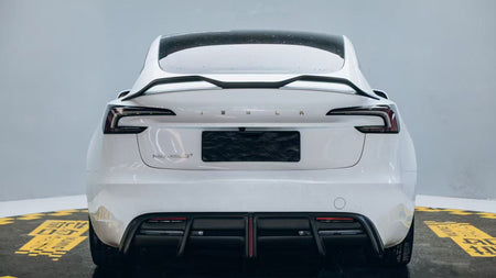 AE DESIGN - ACTION AERO TESLA MODEL 3 HIGHLAND / PERFORMANCE 2024+ DRY CARBON FIBRE REAR LIP SPOILER - Aero Carbon UK