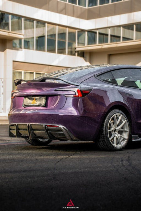 AE DESIGN - ACTION AERO TESLA MODEL 3 HIGHLAND / PERFORMANCE 2024+ DRY CARBON FIBRE REAR LIP SPOILER - Aero Carbon UK