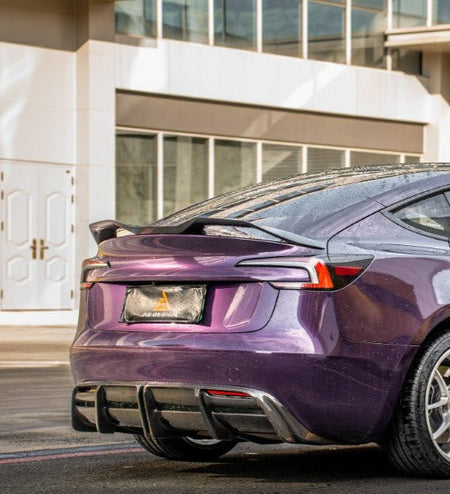 AE DESIGN - ACTION AERO TESLA MODEL 3 HIGHLAND / PERFORMANCE 2024+ DRY CARBON FIBRE REAR LIP SPOILER - Aero Carbon UK