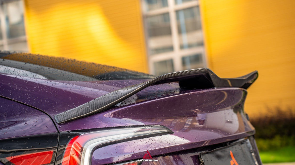 AE DESIGN - ACTION AERO TESLA MODEL 3 HIGHLAND / PERFORMANCE 2024+ DRY CARBON FIBRE REAR LIP SPOILER - Aero Carbon UK