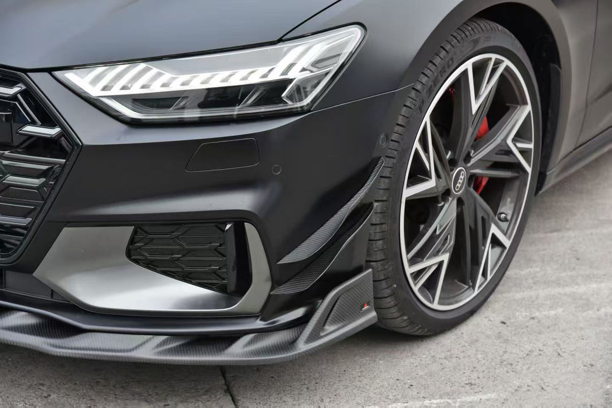 AE DESIGN - AUDI A7 S LINE / S7 C8 2019+ ART V2 DRY CARBON FIBRE FRONT CANARDS - Aero Carbon UK