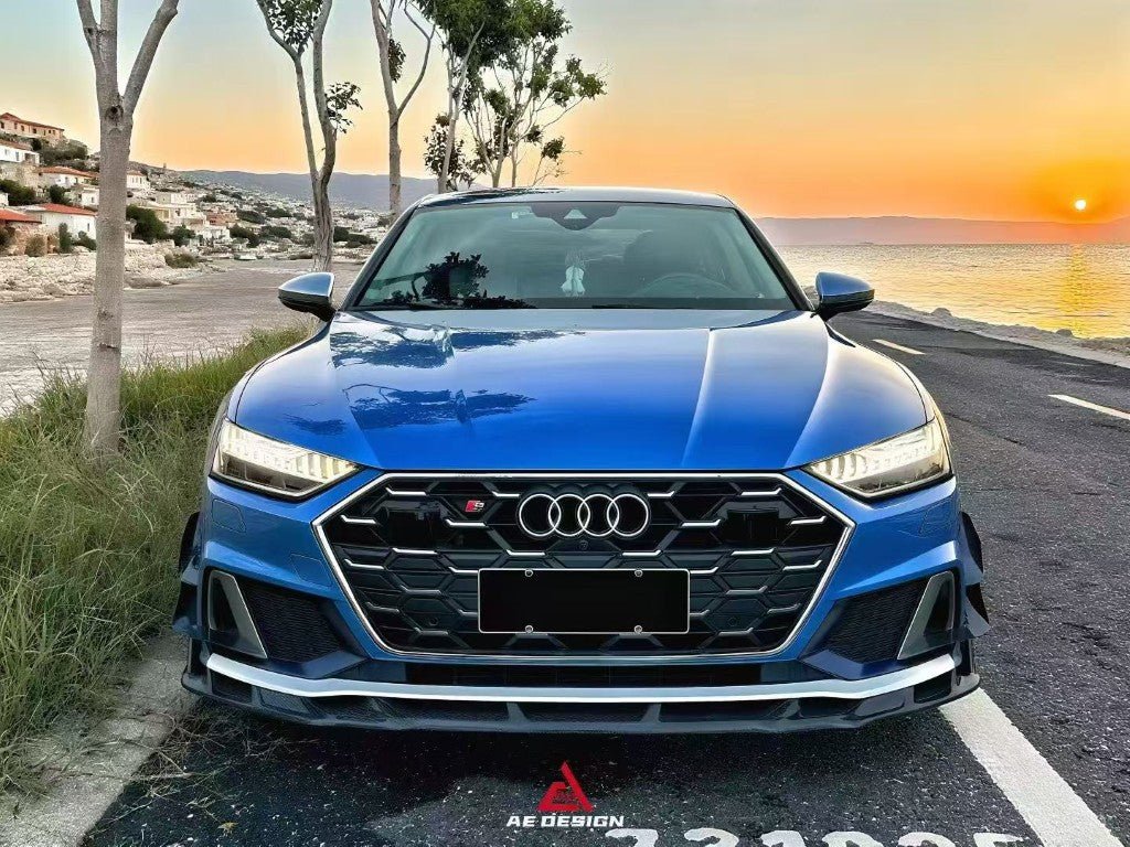 AE DESIGN - AUDI A7 S LINE / S7 C8 2019+ ART V2 DRY CARBON FIBRE FRONT CANARDS - Aero Carbon UK