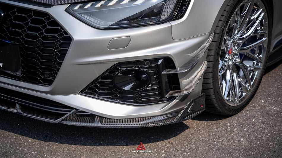 AE DESIGN - AUDI RS4 B9.5 DRY CARBON FIBER FRONT CANARDS V2 - Aero Carbon UK