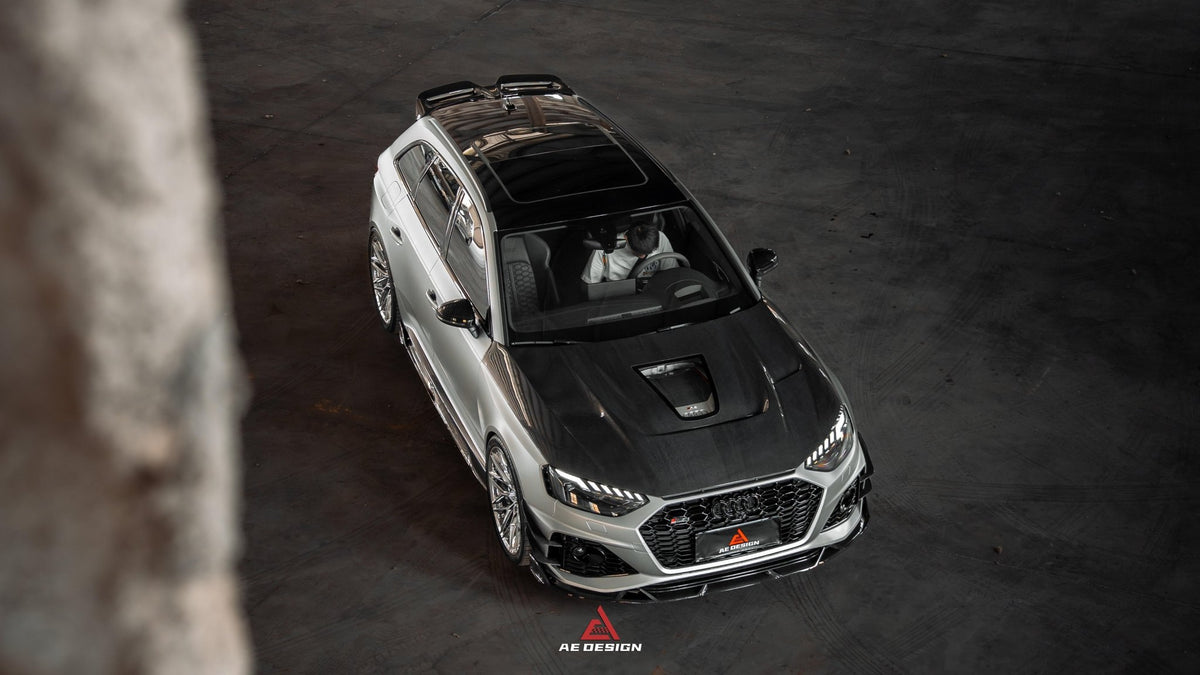 AE DESIGN - AUDI RS4 B9.5 DRY CARBON FIBER FRONT HOOD BONNET V2 - Aero Carbon UK