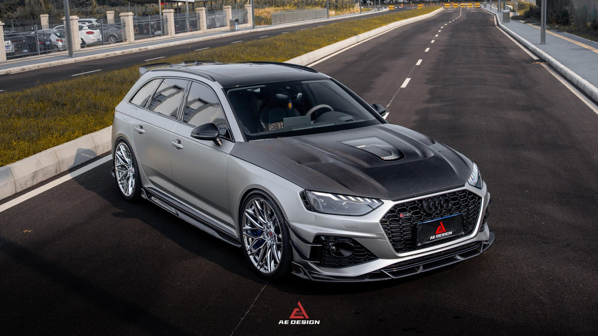 AE DESIGN - AUDI RS4 B9.5 DRY CARBON FIBER FRONT HOOD BONNET V2 - Aero Carbon UK