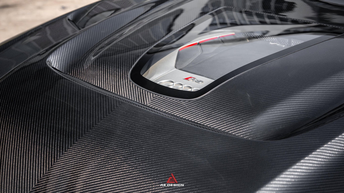 AE DESIGN - AUDI RS4 B9.5 DRY CARBON FIBER FRONT HOOD BONNET V2 - Aero Carbon UK