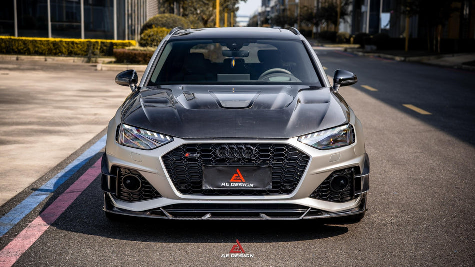 AE DESIGN - AUDI RS4 B9.5 DRY CARBON FIBER FRONT LIP V2 - Aero Carbon UK