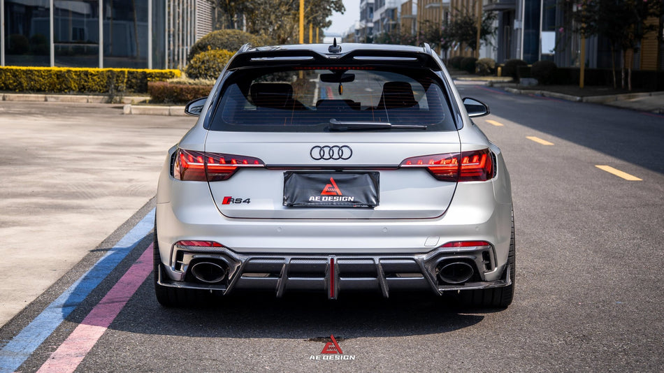 AE DESIGN - AUDI RS4 B9.5 DRY CARBON FIBER REAR DIFFUSER V2 - Aero Carbon UK