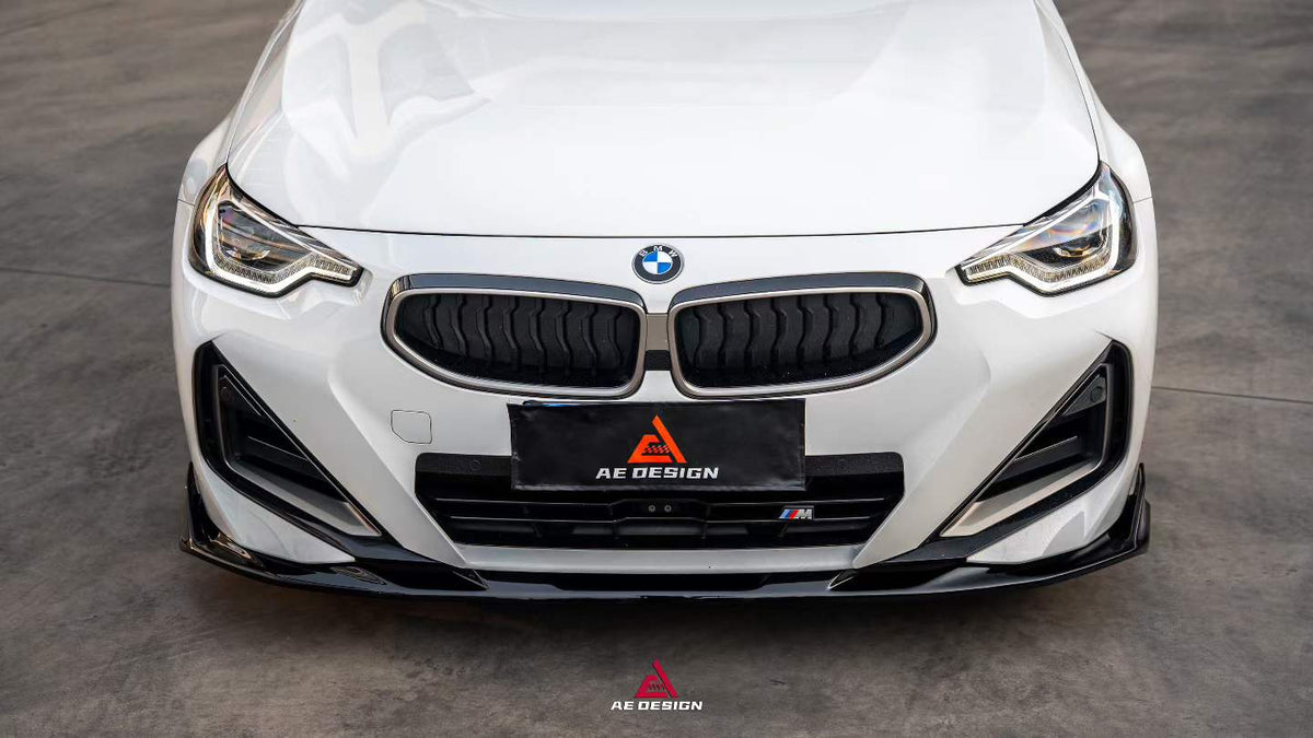 AE DESIGN - BMW 2 SERIES G42 GLOSS BLACK ABS FRONT LIP - Aero Carbon UK