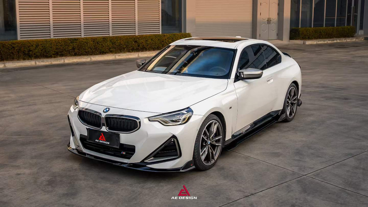 AE DESIGN - BMW 2 SERIES G42 GLOSS BLACK ABS FRONT LIP - Aero Carbon UK