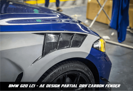 AE DESIGN - BMW 3 SERIES G20 DRY CARBON FIBRE SIDE FENDERS - Aero Carbon UK