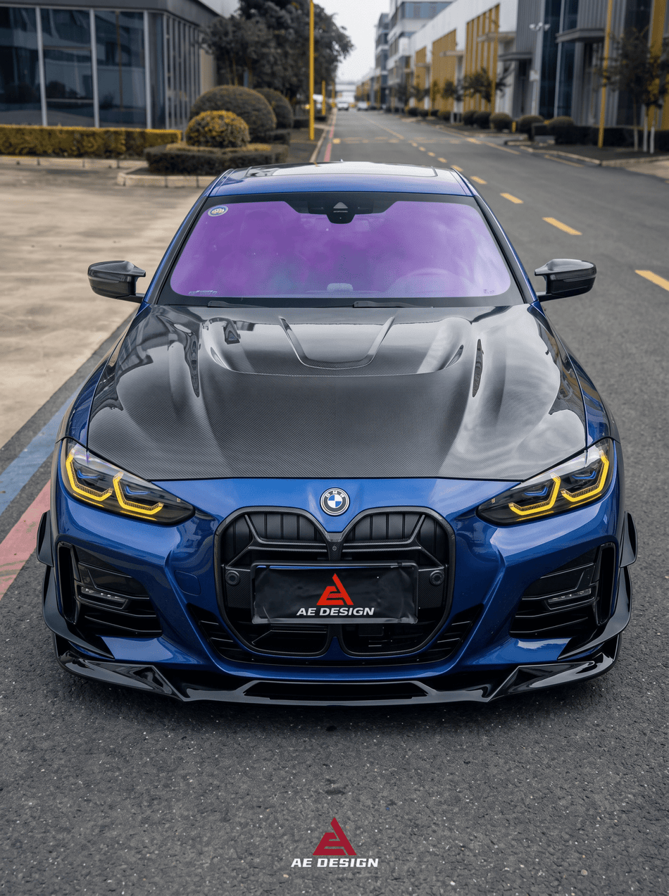 AE DESIGN - BMW 4 SERIES G22 / G23 2020+ ABS GLOSS BLACK FRONT LIP - Aero Carbon UK