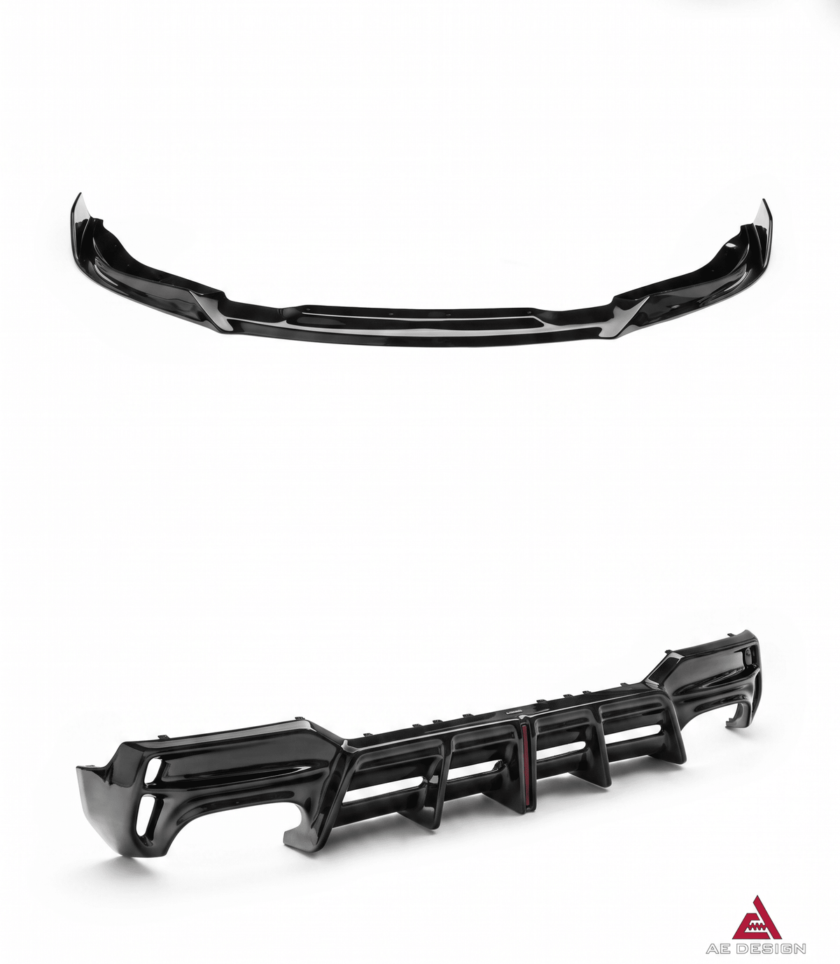 AE DESIGN - BMW 4 SERIES G22 / G23 2020+ ABS GLOSS BLACK FRONT LIP + REAR DIFFUSER KIT - Aero Carbon UK