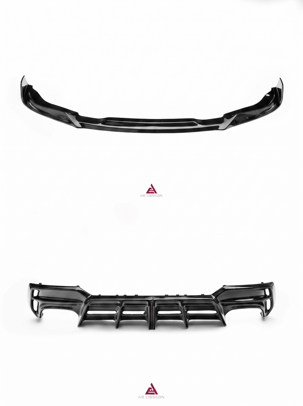 AE DESIGN - BMW 4 SERIES G22 / G23 2020+ ABS GLOSS BLACK FRONT LIP + REAR DIFFUSER KIT - Aero Carbon UK