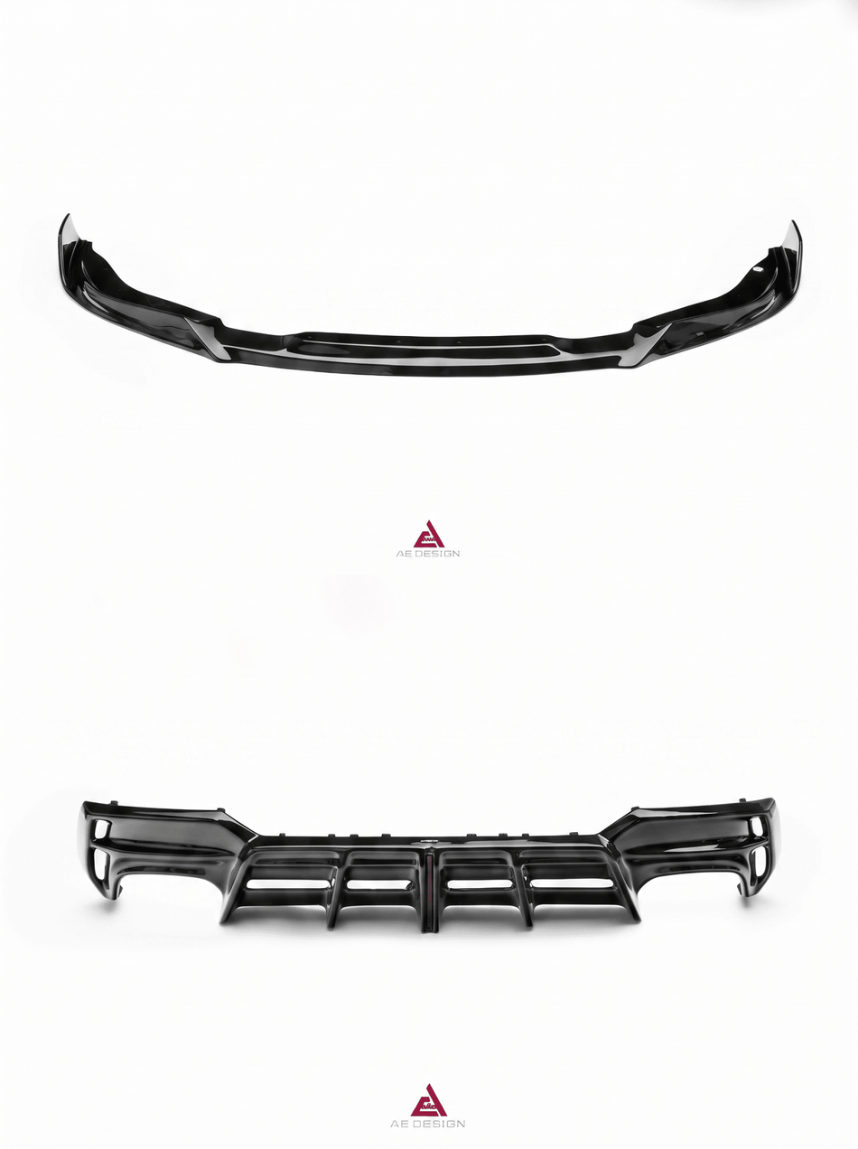 AE DESIGN - BMW 4 SERIES G22 / G23 2020+ ABS GLOSS BLACK FRONT LIP + REAR DIFFUSER KIT - Aero Carbon UK