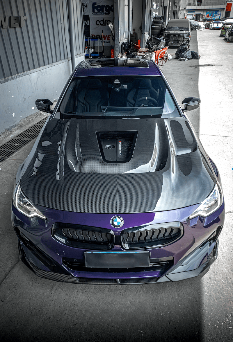 AE DESIGN - BMW M2 G87 / 2 SERIES G42 DRY CARBON FIBRE FRONT HOOD BONNET V2 - Aero Carbon UK
