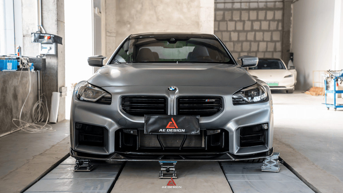 AE DESIGN - BMW M2 G87 GLOSS BLACK FRONT LIP - Aero Carbon UK