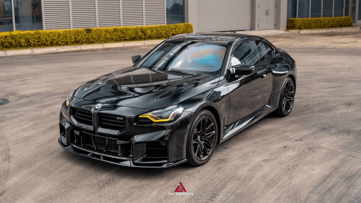 AE DESIGN - BMW M2 G87 GLOSS BLACK FRONT LIP - Aero Carbon UK
