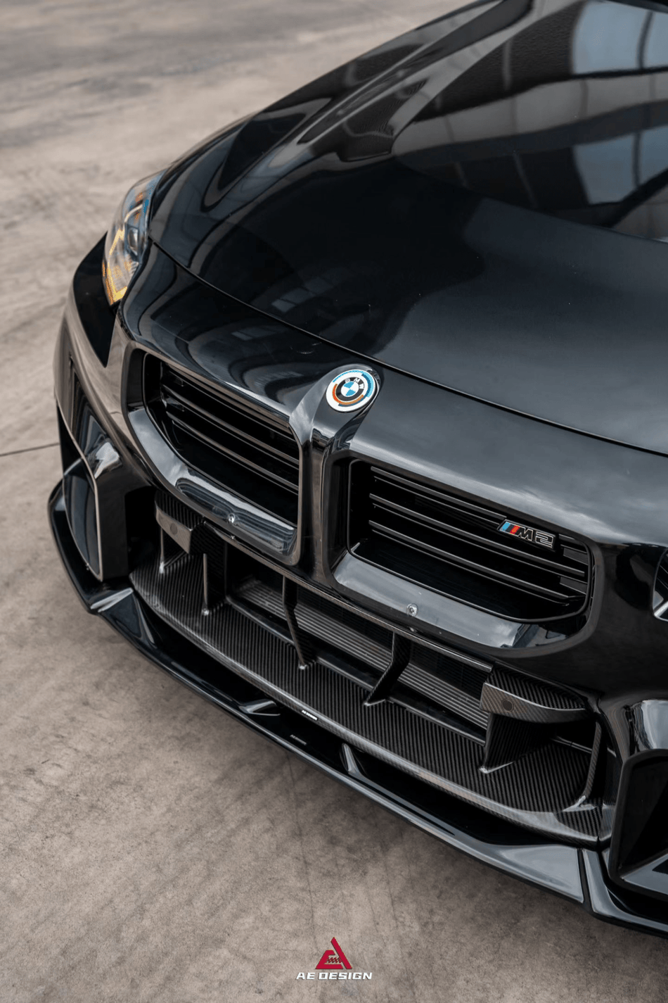 AE DESIGN - BMW M2 G87 GLOSS BLACK FRONT LIP - Aero Carbon UK