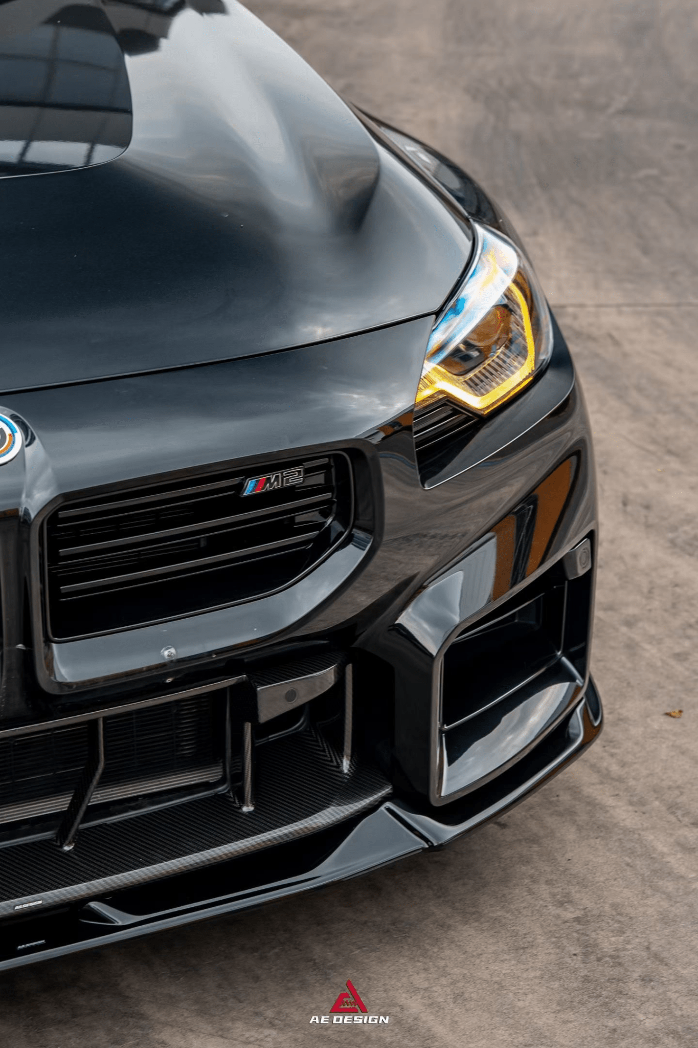 AE DESIGN - BMW M2 G87 GLOSS BLACK FRONT LIP - Aero Carbon UK